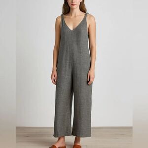 La Bottega di Brunella Gray Sleeveless Wide Leg Jumpsuit Linen XS